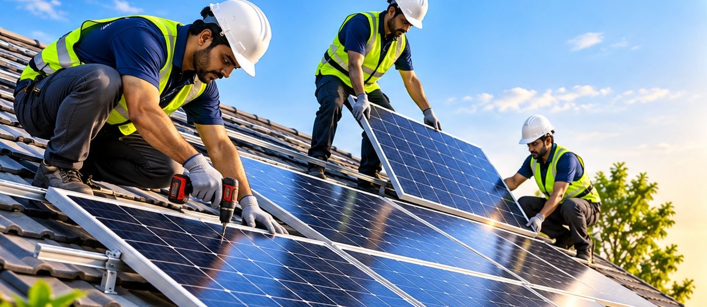 Rooftop solar installation on a home